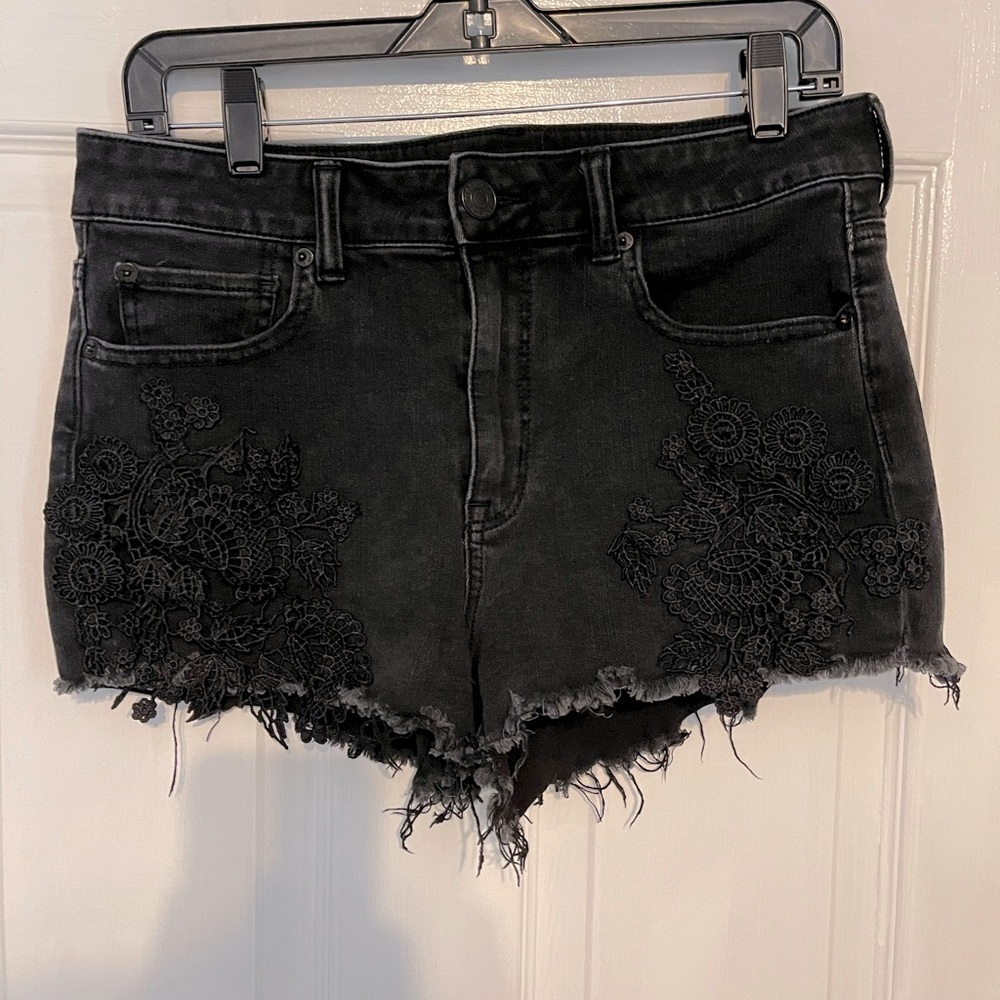 American Eagle black jean shorts